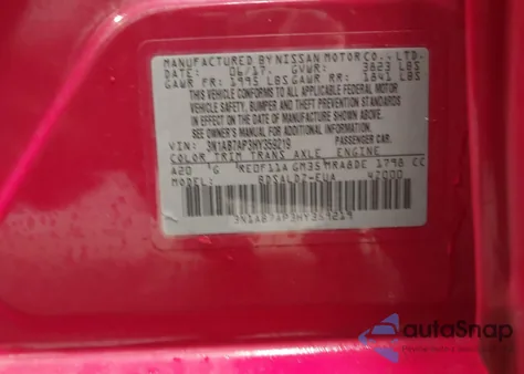 2017 Nissan Sentra Sv z USA, uszkodzony, nr VIN 3N1AB7AP3HY359219